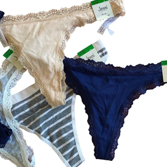 NEW JENNI INTIMATES Pantie Bundle of 5 Thongs Size Large Lace Trim Intimates - Picture 3 of 4